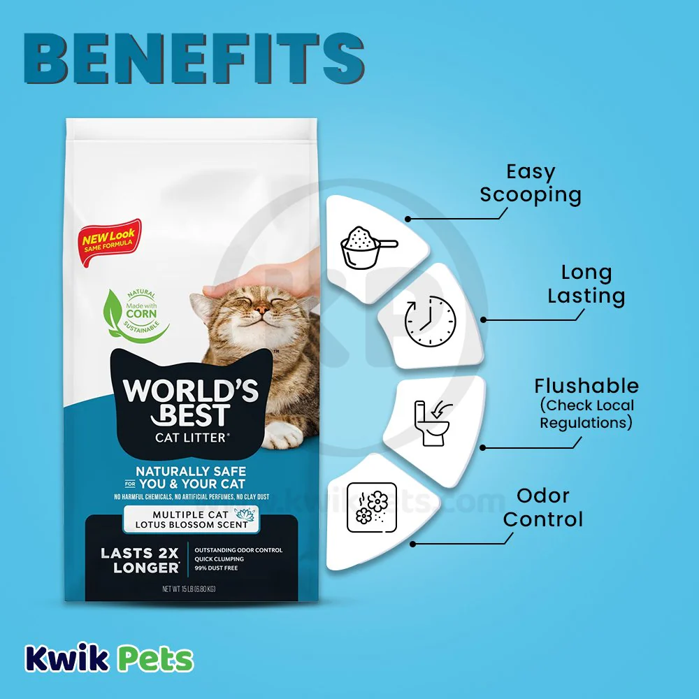 World's Best Cat Litter Multiple Cat Lotus Blossom Scented Formula 15-lb - Image 4