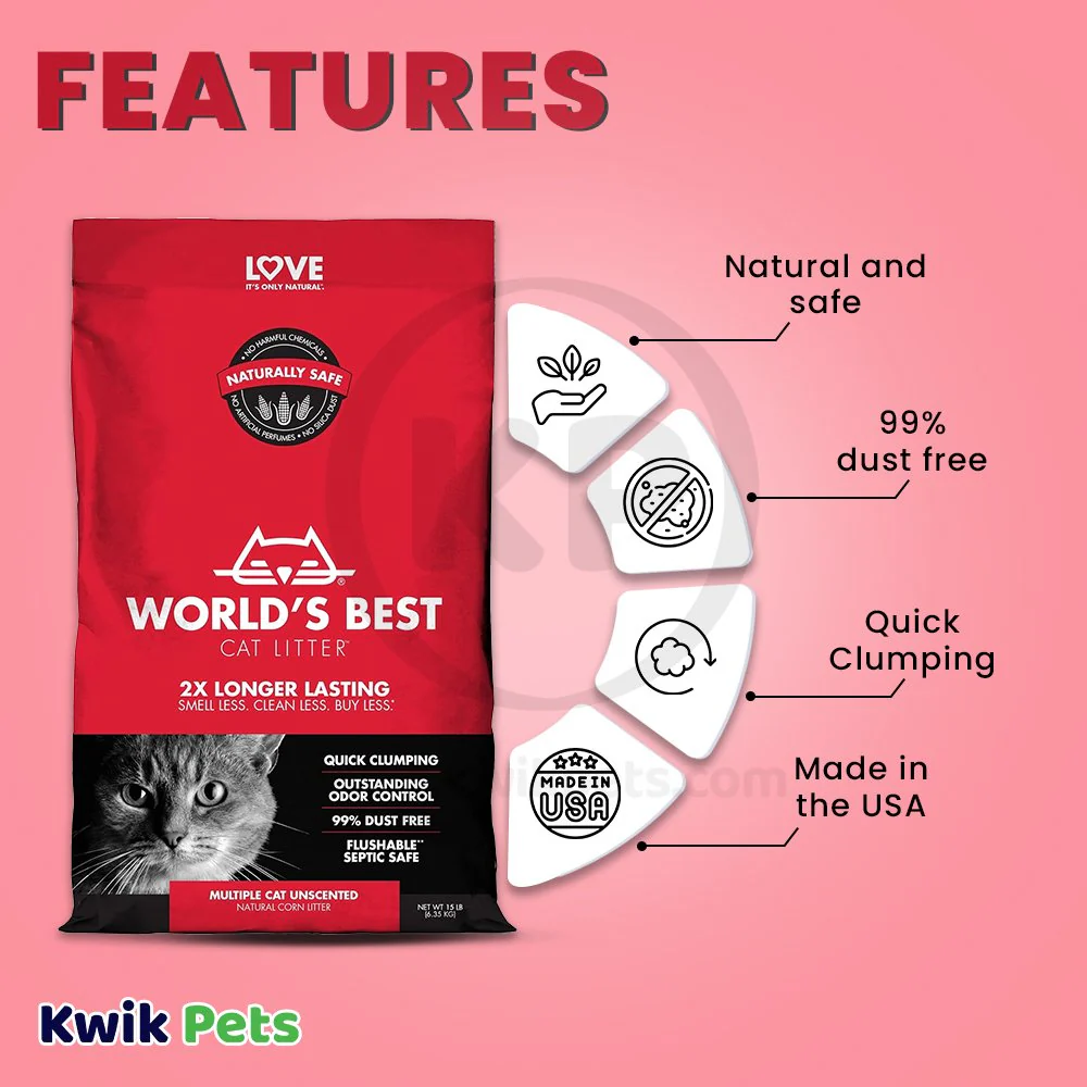 World's Best Cat Litter Multiple Cat Unscented Formula 15-lb - Image 3