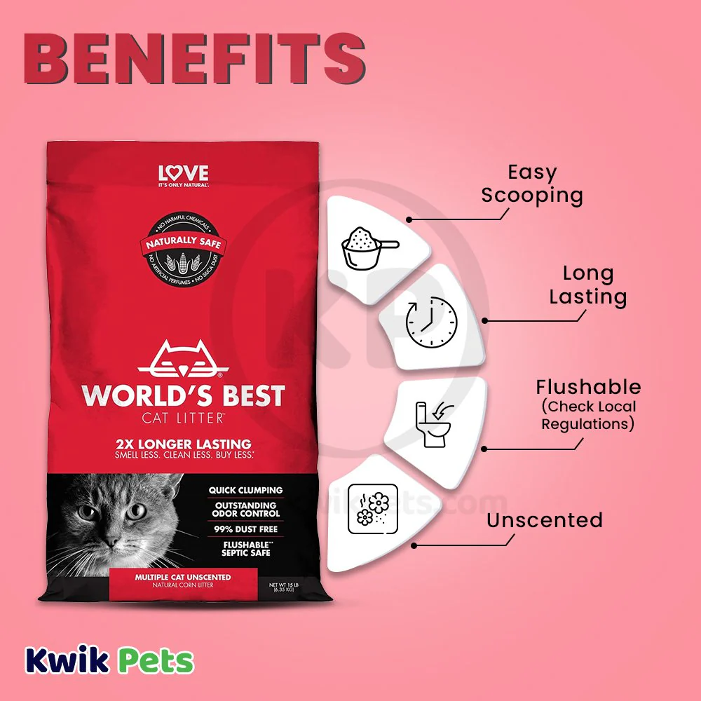 World's Best Cat Litter Multiple Cat Unscented Formula 15-lb - Image 4