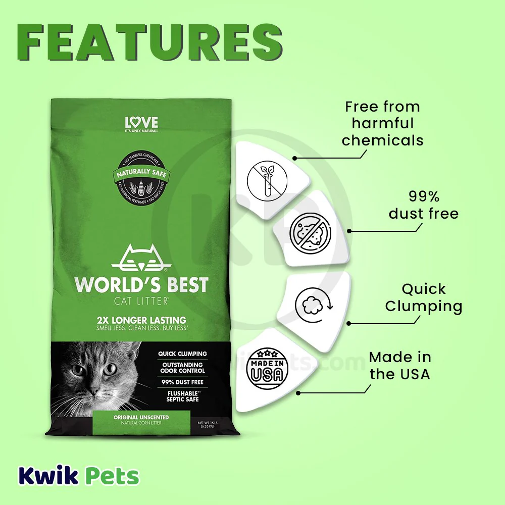 World's Best Cat Litter Original Unscented Formula 15-lb - Image 3