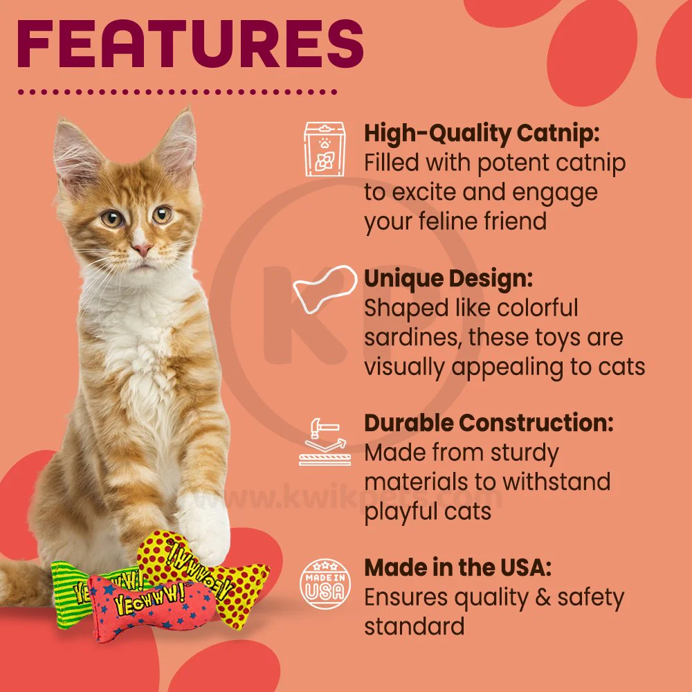 Yeowww! Stinkies Sardines Catnip Cat Toy Assorted 3 Count 3-in - Image 3