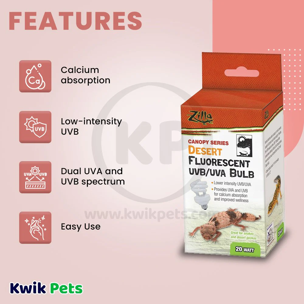 Zilla Canopy Series Desert Fluorescent UVB/UVA Bulbs 20W - Image 2
