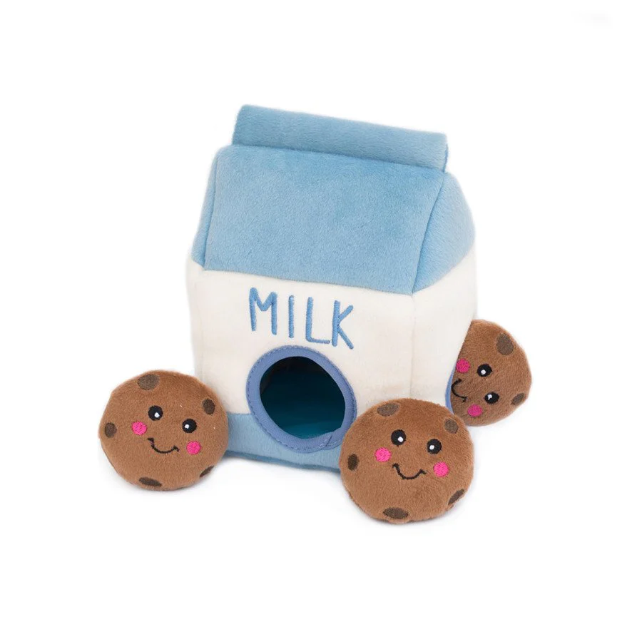 ZippyPaws Zippy Burrow Milk and Cookies Plush Dog Toy Medium
