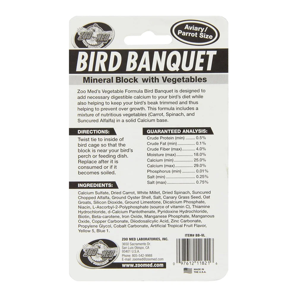 Zoo Med Bird Banquet Vegetable Formula Mineral Block Green Large 5-oz - Image 2