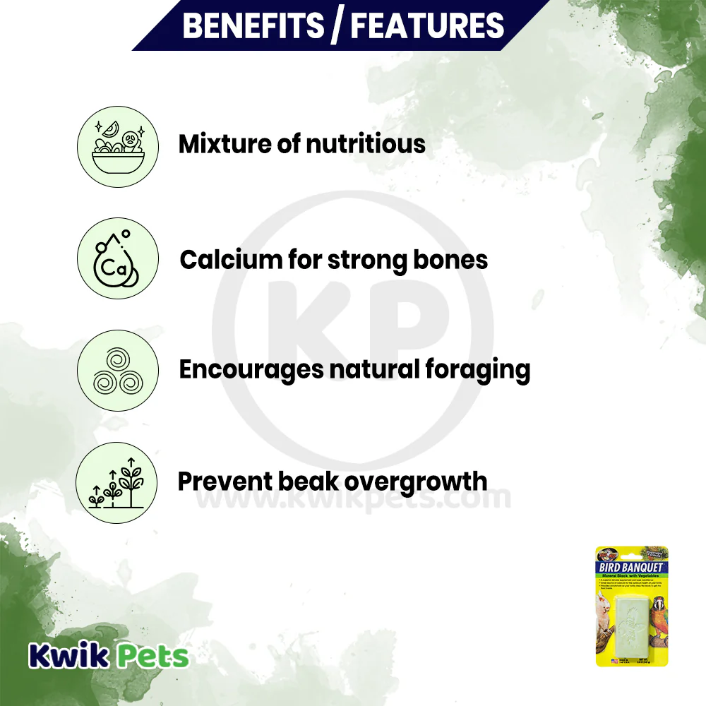 Zoo Med Bird Banquet Vegetable Formula Mineral Block Green Large 5-oz - Image 3