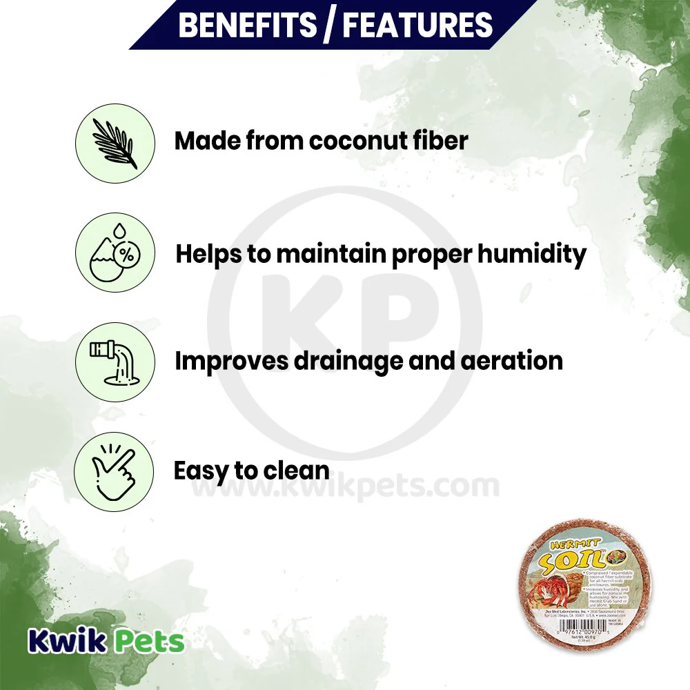 Zoo Med Hermit Soil Natural Coconut Fiber Substrate 45g - Image 2