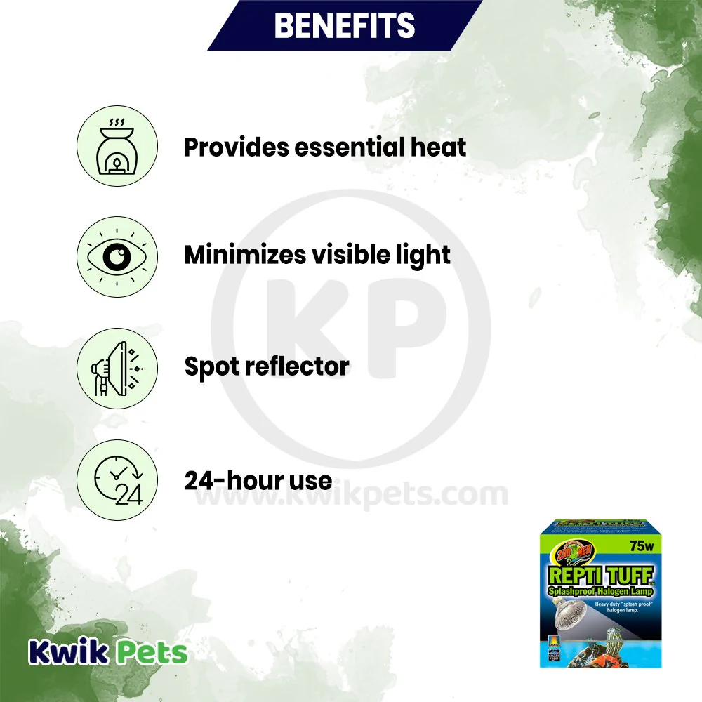 Zoo Med Repti Tuff Splashproof Halogen Lamp White 75W - Image 3