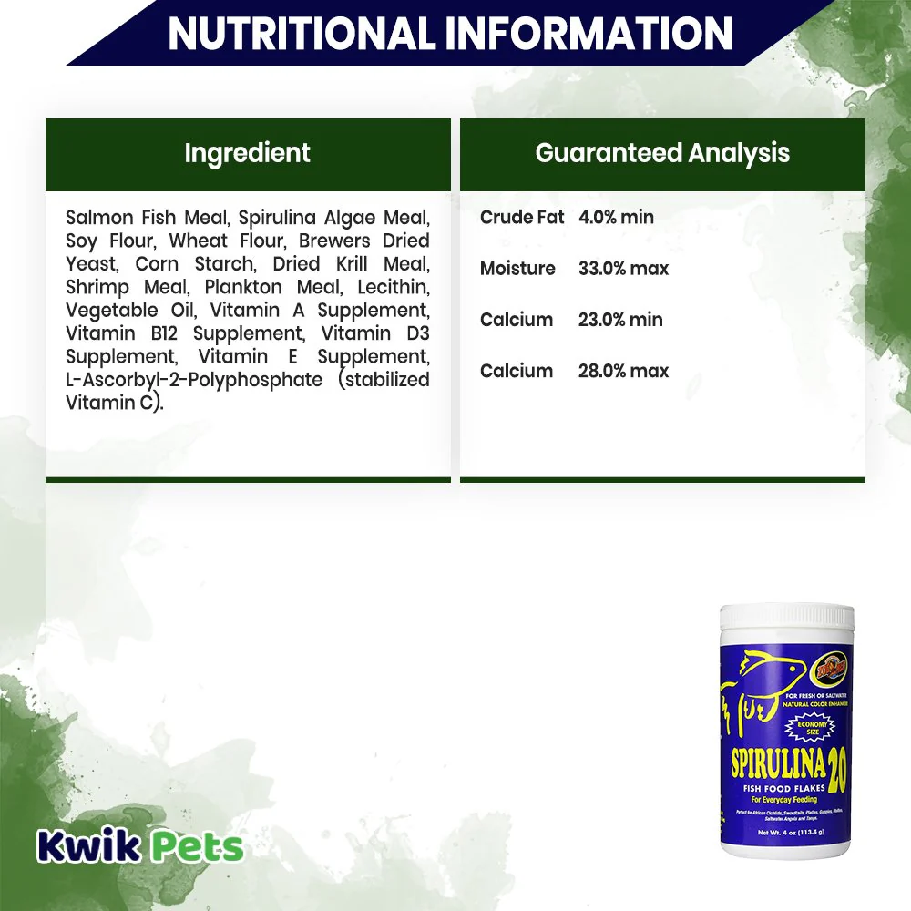 Zoo Med Spirulina 20 Flakes Fish Food 4-oz - Image 3