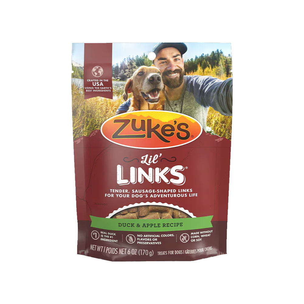 Zuke's Lil Links Soft & Chewy Dog Treats Duck & Apple Recipe 6-oz