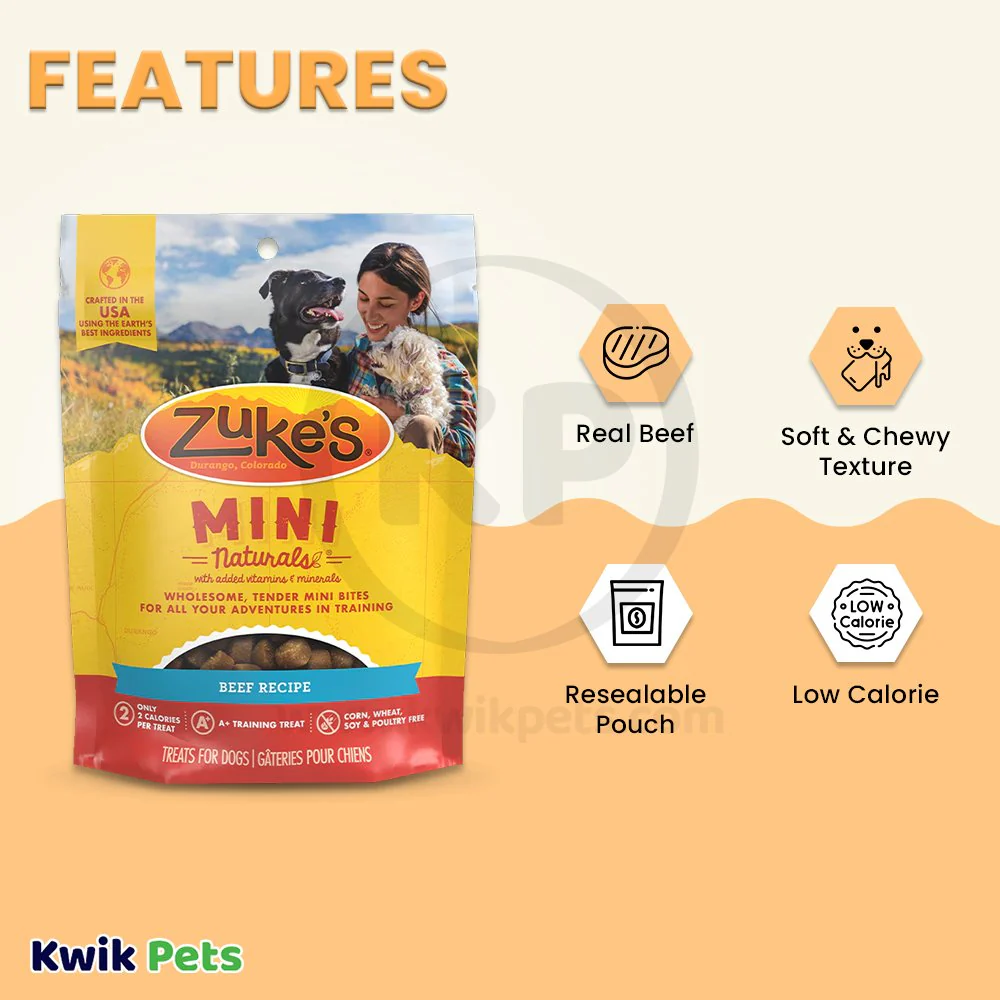 Zuke's Mini Naturals Training Dog Treats Beef Recipe 1-lb - Image 2