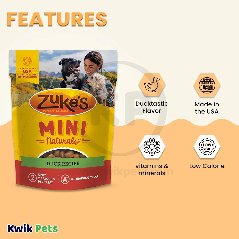 Zuke's Mini Naturals Training Dog Treats Duck Recipe 6-oz - Image 3