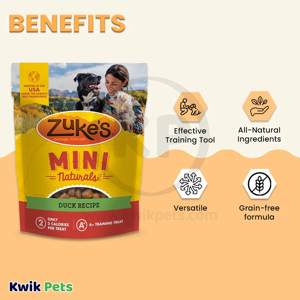 Zuke's Mini Naturals Training Dog Treats Duck Recipe 6-oz - Image 4
