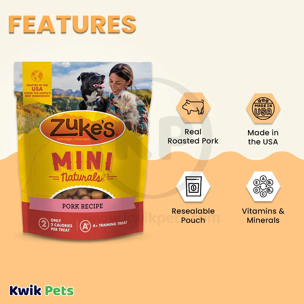 Zuke's Mini Naturals Training Dog Treats Pork Recipe 6-oz - Image 3