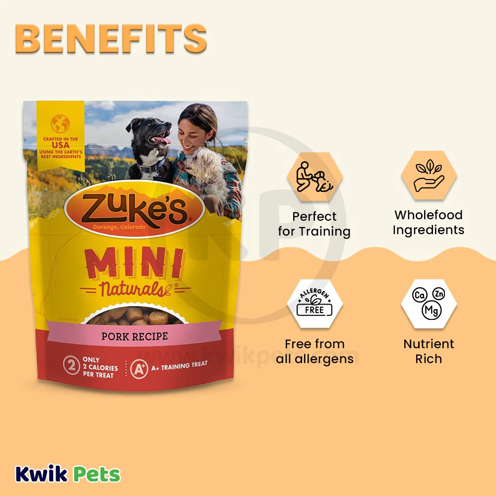 Zuke's Mini Naturals Training Dog Treats Pork Recipe 6-oz - Image 4