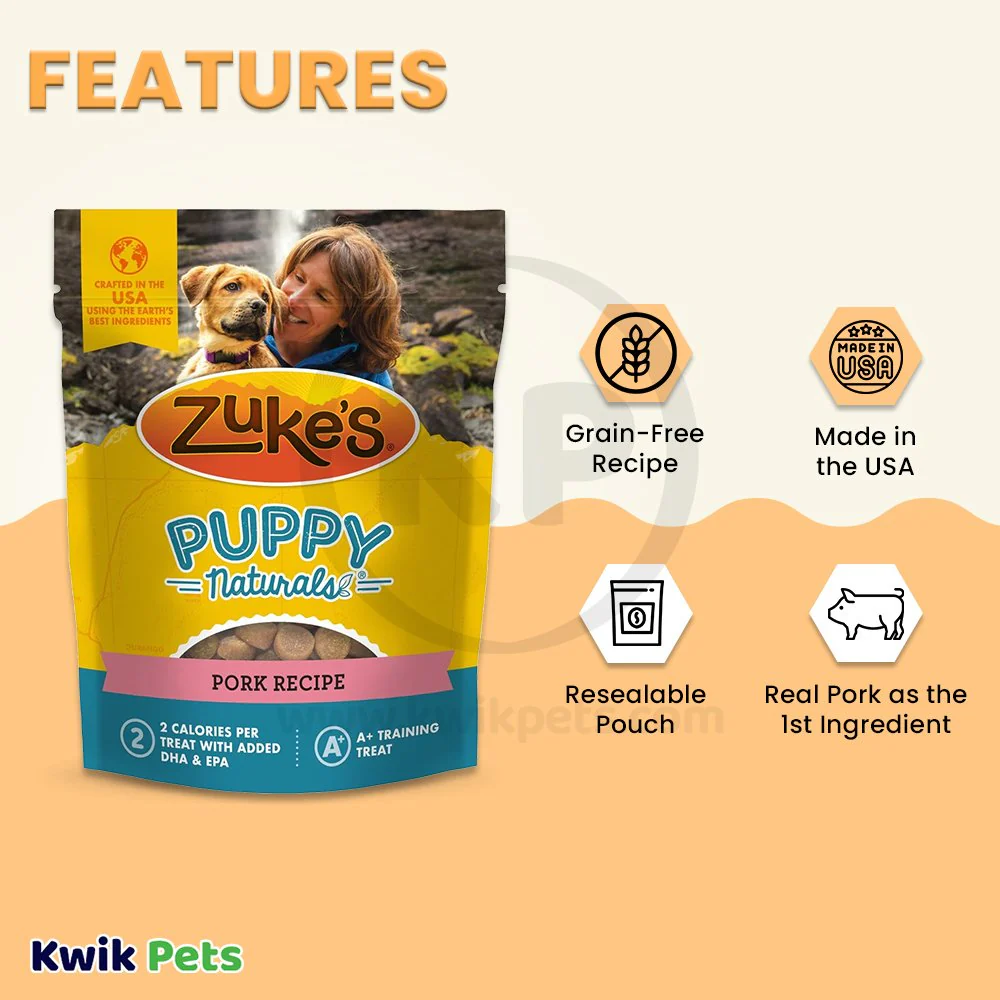 Zuke's Puppy Naturals Training Dog Treats Pork Recipe 5-oz - Image 3