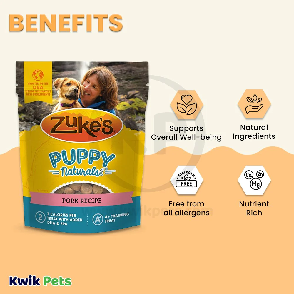 Zuke's Puppy Naturals Training Dog Treats Pork Recipe 5-oz - Image 4