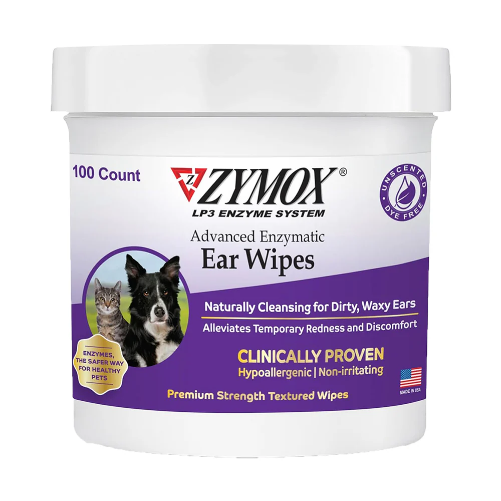 Zymox Advanced Enzymatic Ear Wipes for Dogs & Cats 100 Count