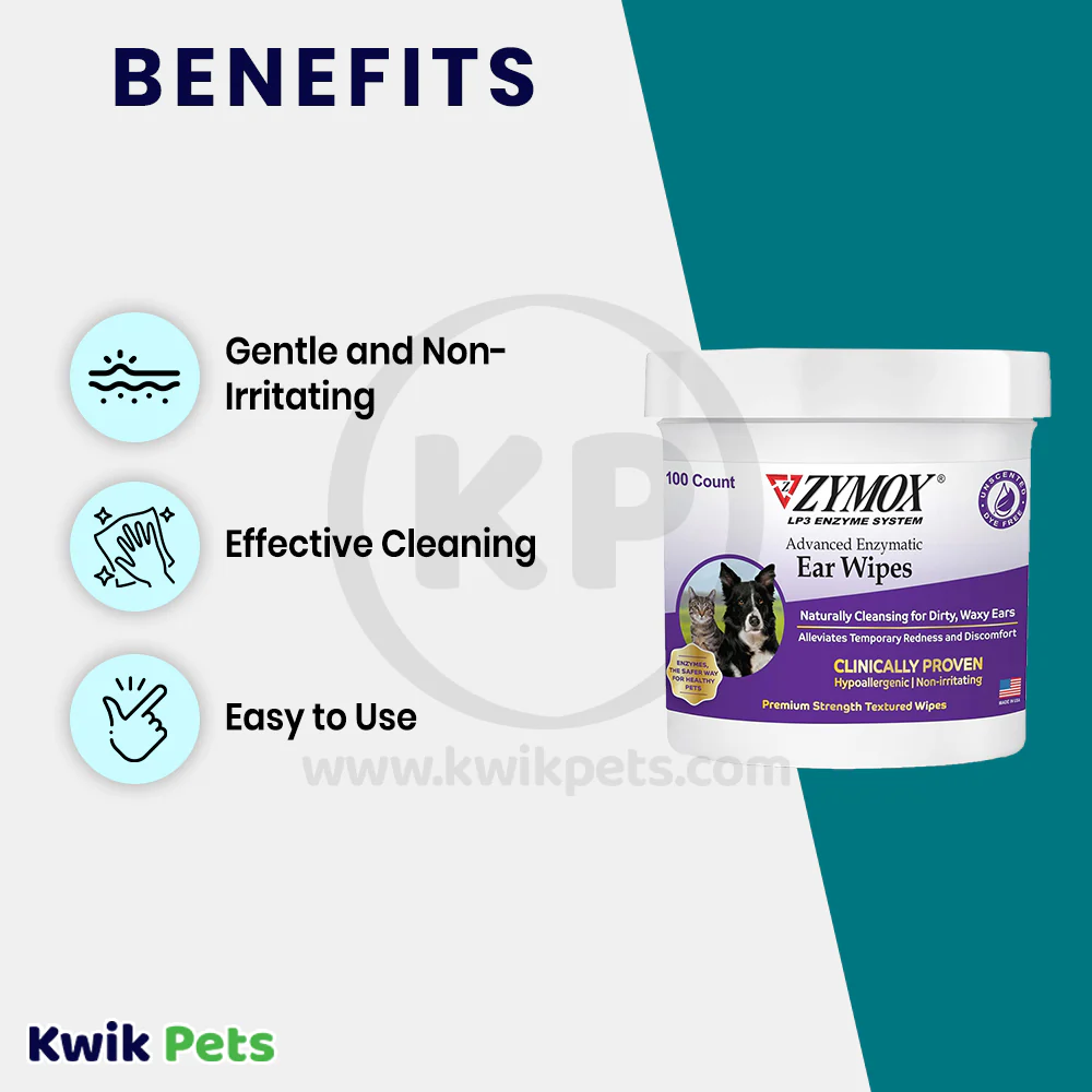Zymox Advanced Enzymatic Ear Wipes for Dogs & Cats 100 Count - Image 4