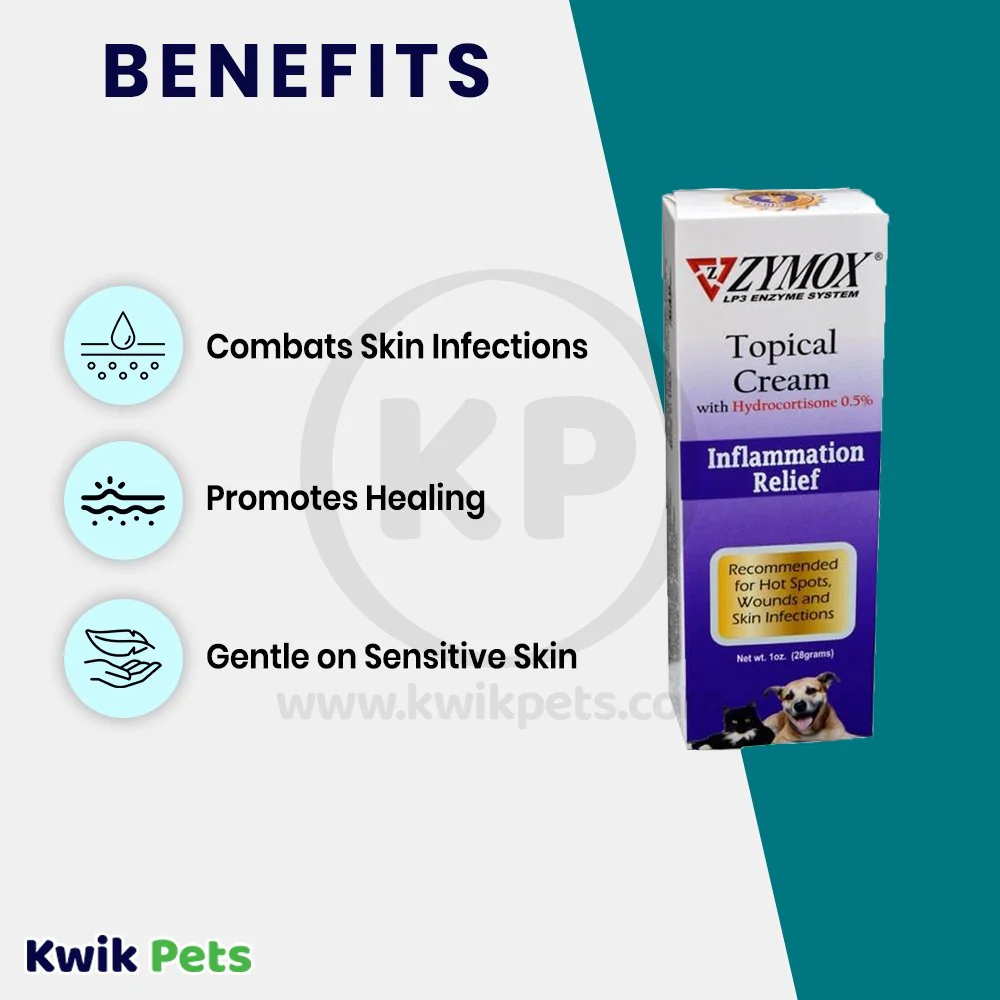 Zymox Topical Cream 0.5% Hydrocortisone Tube for Dogs & Cats 1-oz - Image 3