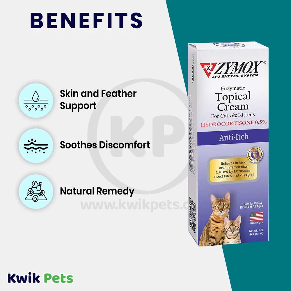 Zymox Enzymatic Topical Cream with 0.5% Hydrocortisone for Cats & Kittens 1-oz - Image 3